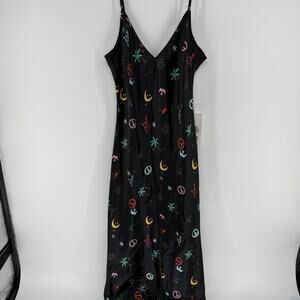 NEW Never Fully Dressed Maxi Black Prairie Slip Dress Size 6 Peace Love Sun Moon